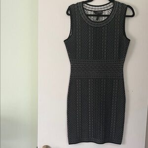 BCBGMaxAzria Black Geometric Midi Dress